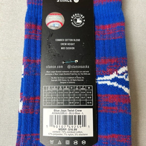Blue Jays Socks NFL Men’s Size L 9-13  Twist Crew - Picture 5 of 5